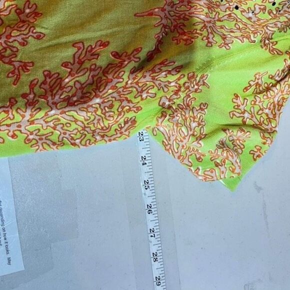 Quacker Factory Rhinestones Button Front Short Sleeve Cardigan Green Orange 1X - Picture 5 of 11